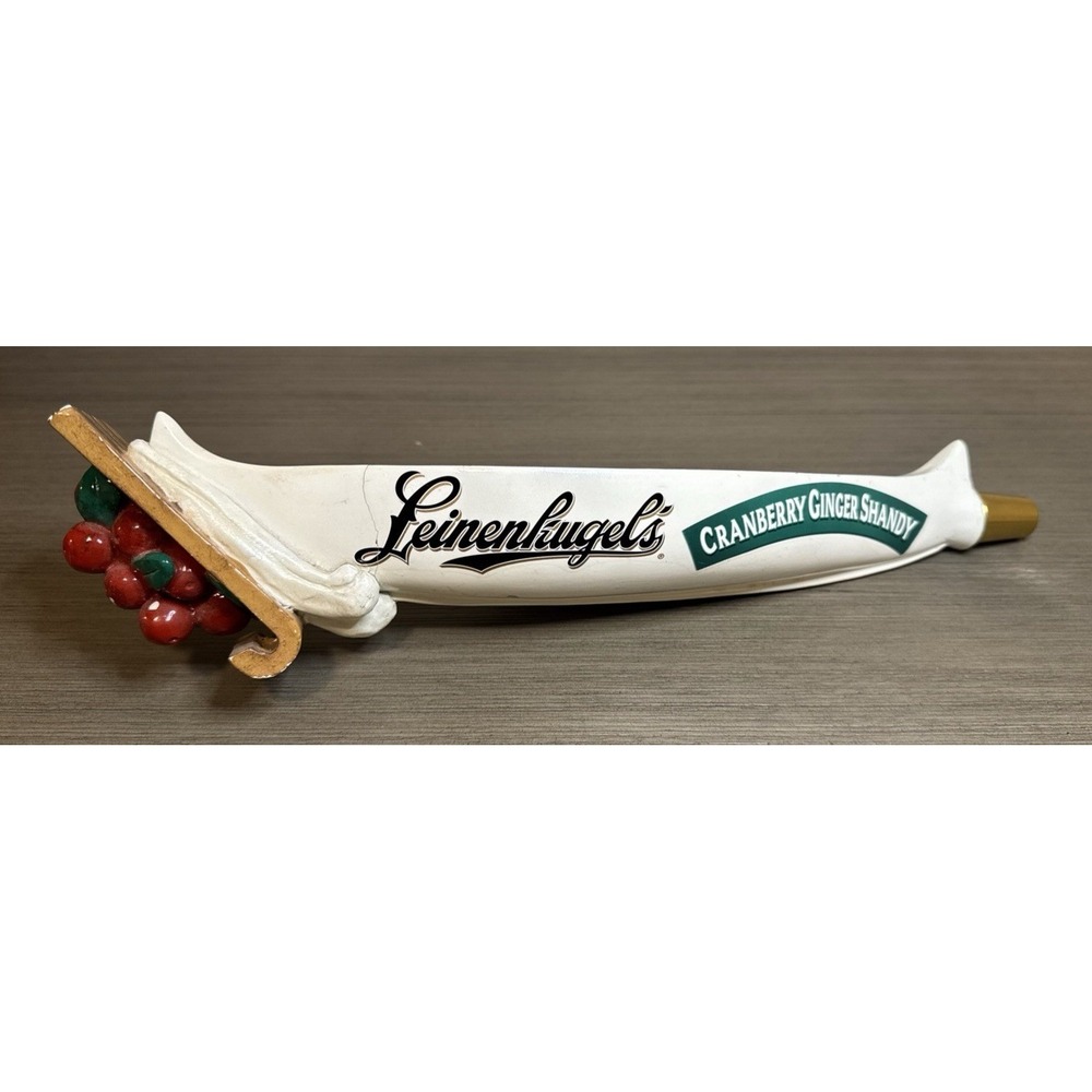 Leinenkugel's Cranberry Ginger Shandy Beer Tap Handle Christmas Canoe Sled 14"